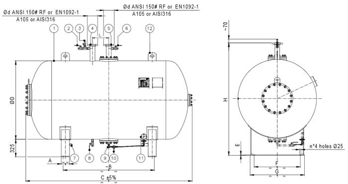 horizontal bladder tank without ratio controller