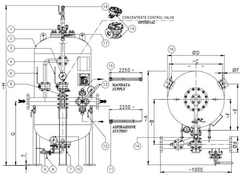 vertical prepiped bladder tank with wide range ratio controller